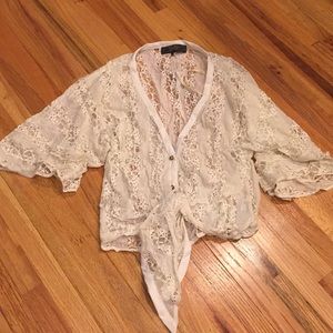 Jessica Simpson Cream Lace Dolman Top Cardigan XS